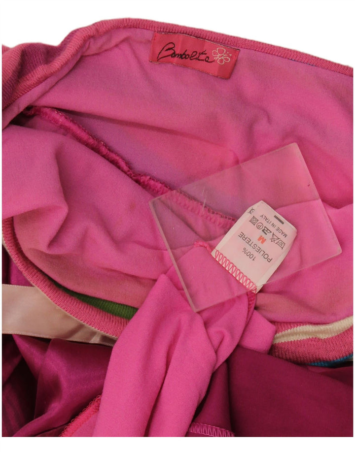 Vintage Womens Strapless Dress UK 12 Medium Pink Striped Polyester