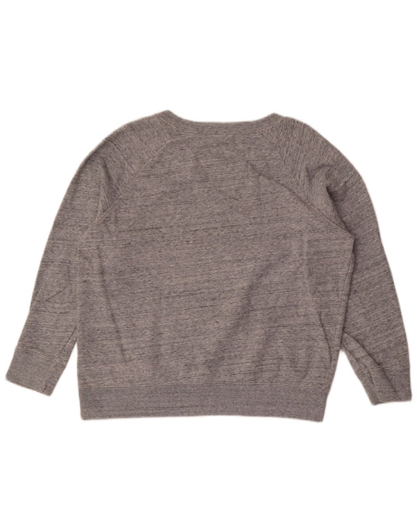 Jack Wills Womens Graphic Sweatshirt Jumper UK 14 Large Grey Flecked Cotton
