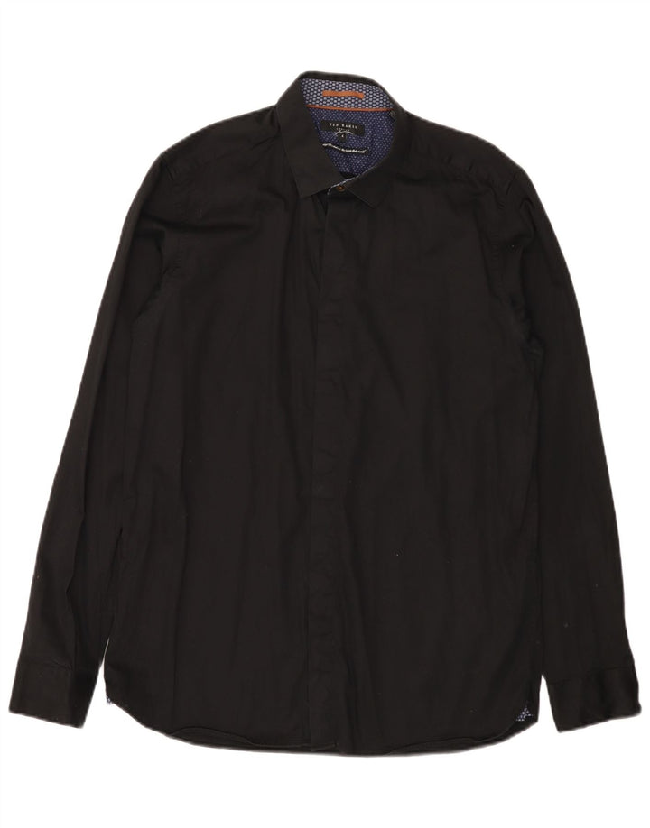 Ted Baker Mens Shirt Size 4 Large Black Cotton