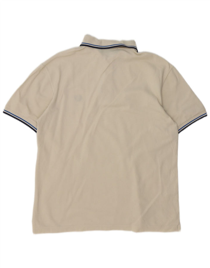 Fred Perry Mens Polo Shirt Medium White Striped Cotton