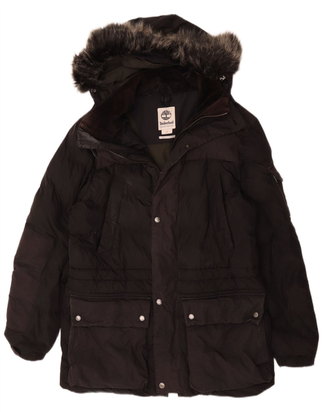 Timberland Mens Hooded Padded Jacket UK 40 Large Black Polyester
