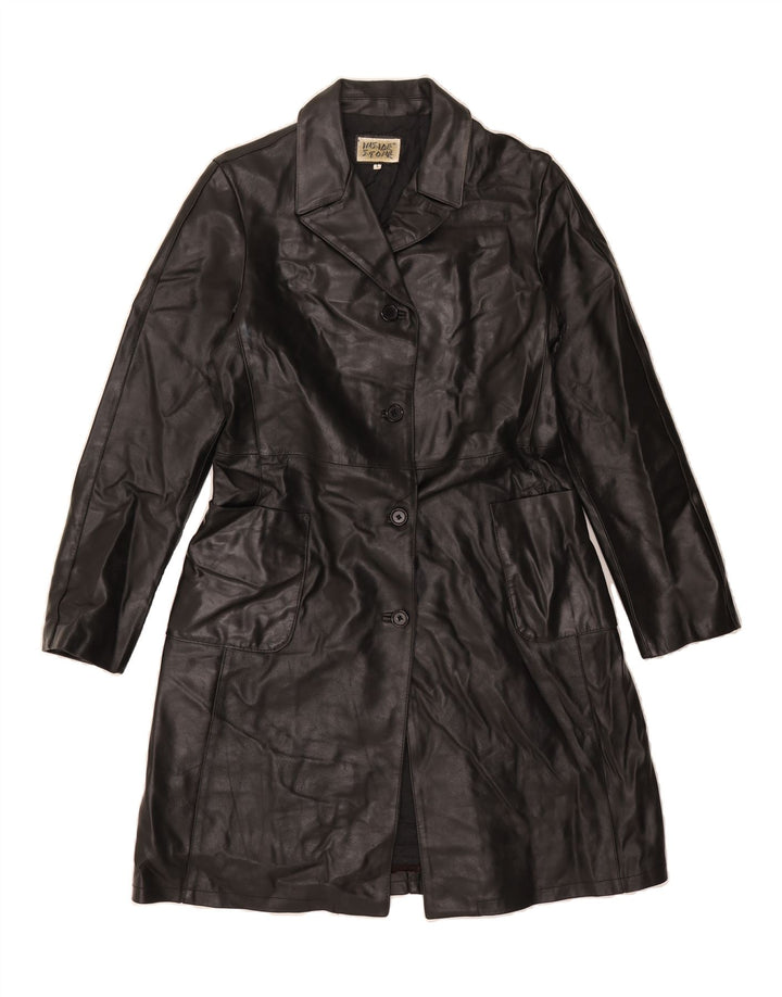 VINTAGE Womens Leather Coat UK 14 Large Black Leather Vintage Vintage and Second-Hand Vintage from Messina Hembry 