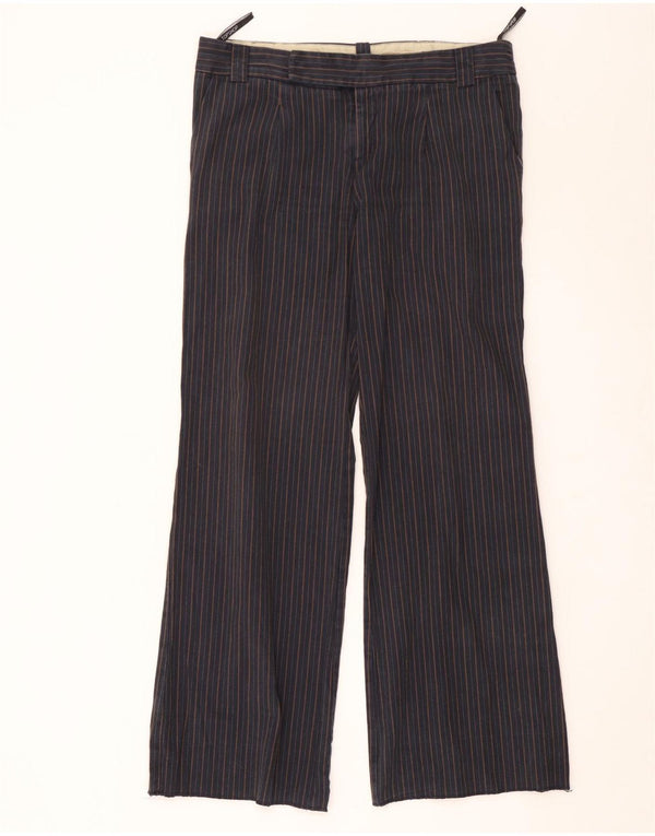 Topshop Damen-Anzughose mit weitem Bein, UK 14, Größe L W34 L30, Marineblau gestreift