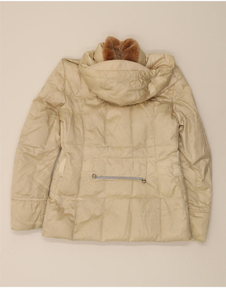 PEUTEREY Womens Hooded Padded Jacket IT 44 Medium Beige Cotton Vintage PEUTEREY and Second-Hand PEUTEREY from Messina Hembry 