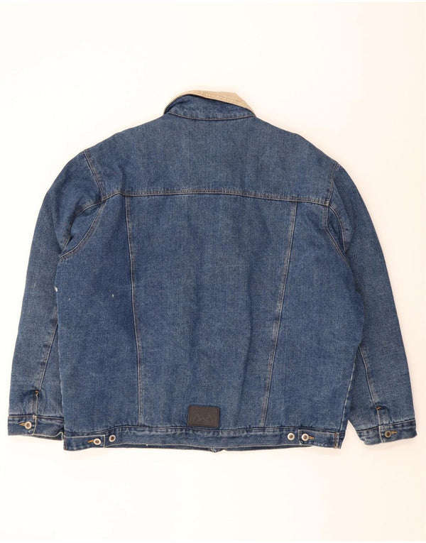 Vintage Mens Sherpa Denim Jacket UK 44 2XL Blue Cotton