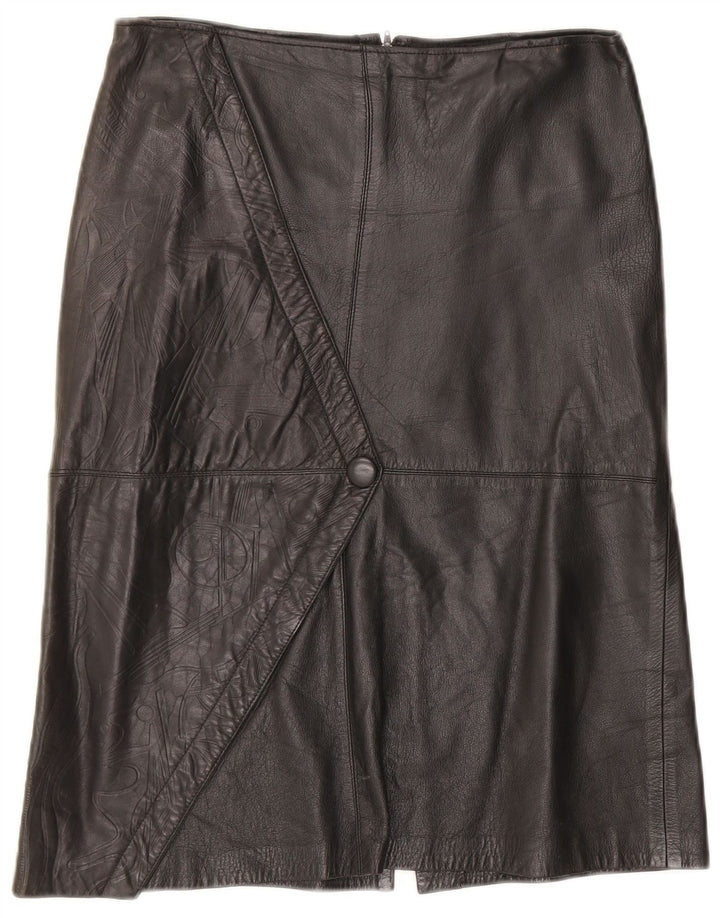 Vintage Womens Leather Skirt W30 Medium Black