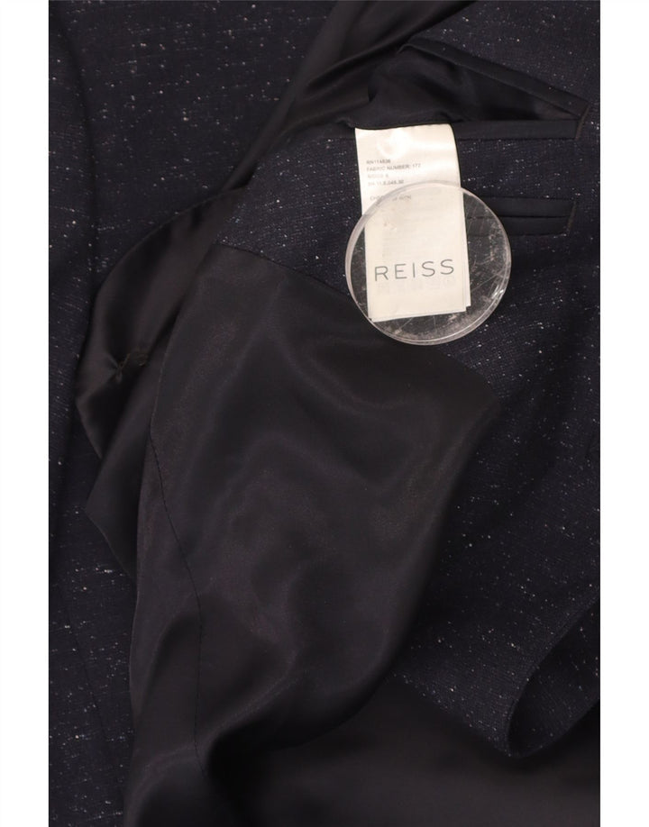 REISS Mens 2 Button Blazer Jacket UK 38 Medium Navy Blue Flecked Wool