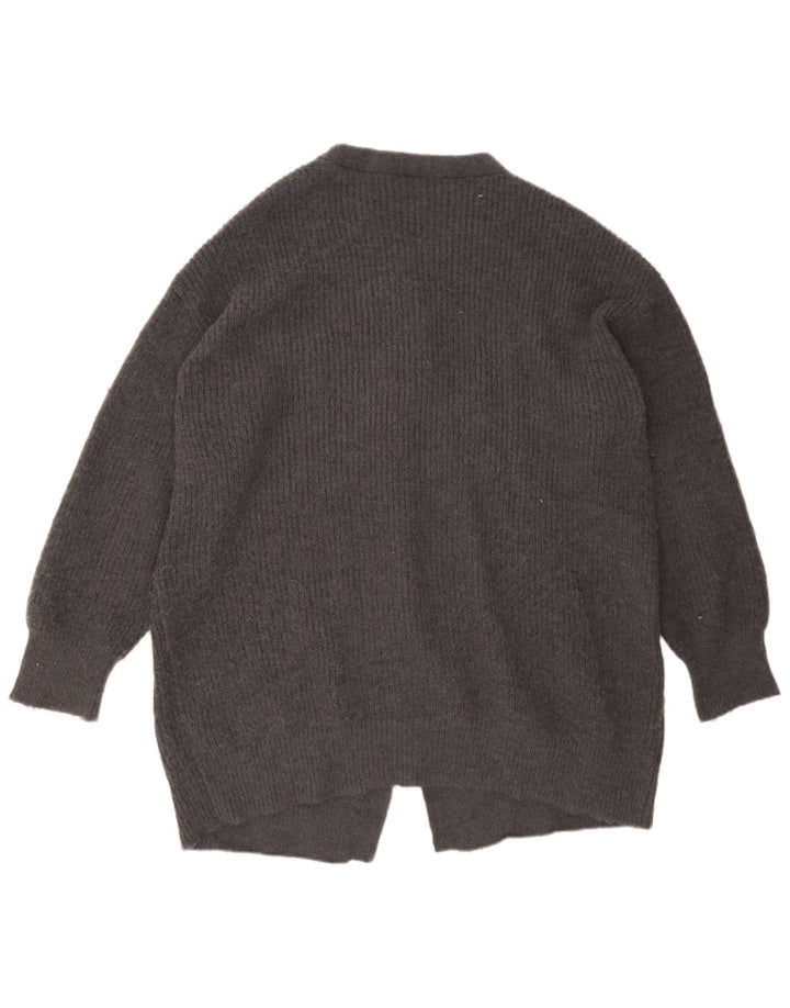 Zara Womens Longline Oversized Cardigan Sweater UK 16 Large Grey Polyester