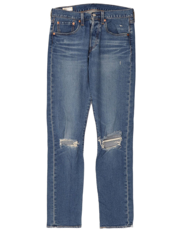 Levi's Herre 501 Distressed Straight Jeans W28 L32 Blå Bomuld