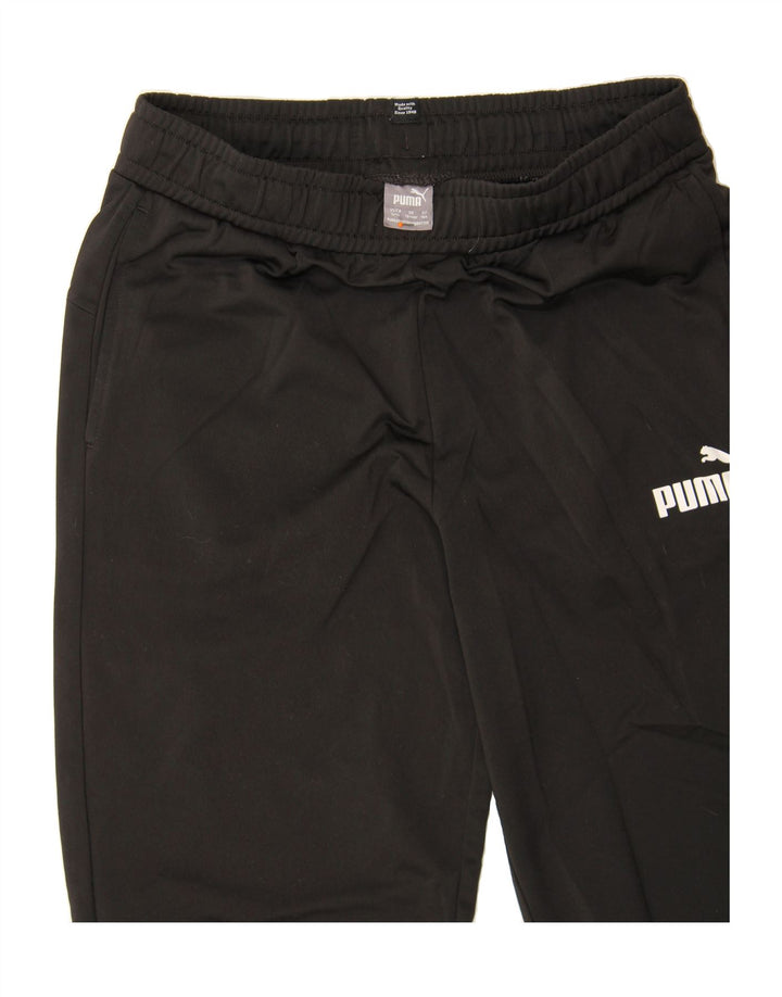PUMA Boys Tracksuit Trousers Joggers 13-14 Years Black Polyester Vintage Puma and Second-Hand Puma from Messina Hembry 