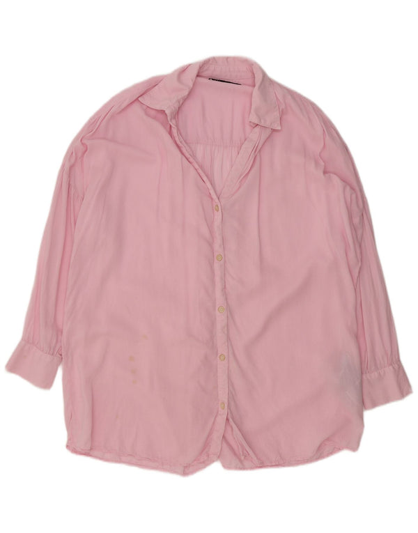 Zara Damen Übergroßes Hemd UK 6 XS Rosa Lyocell