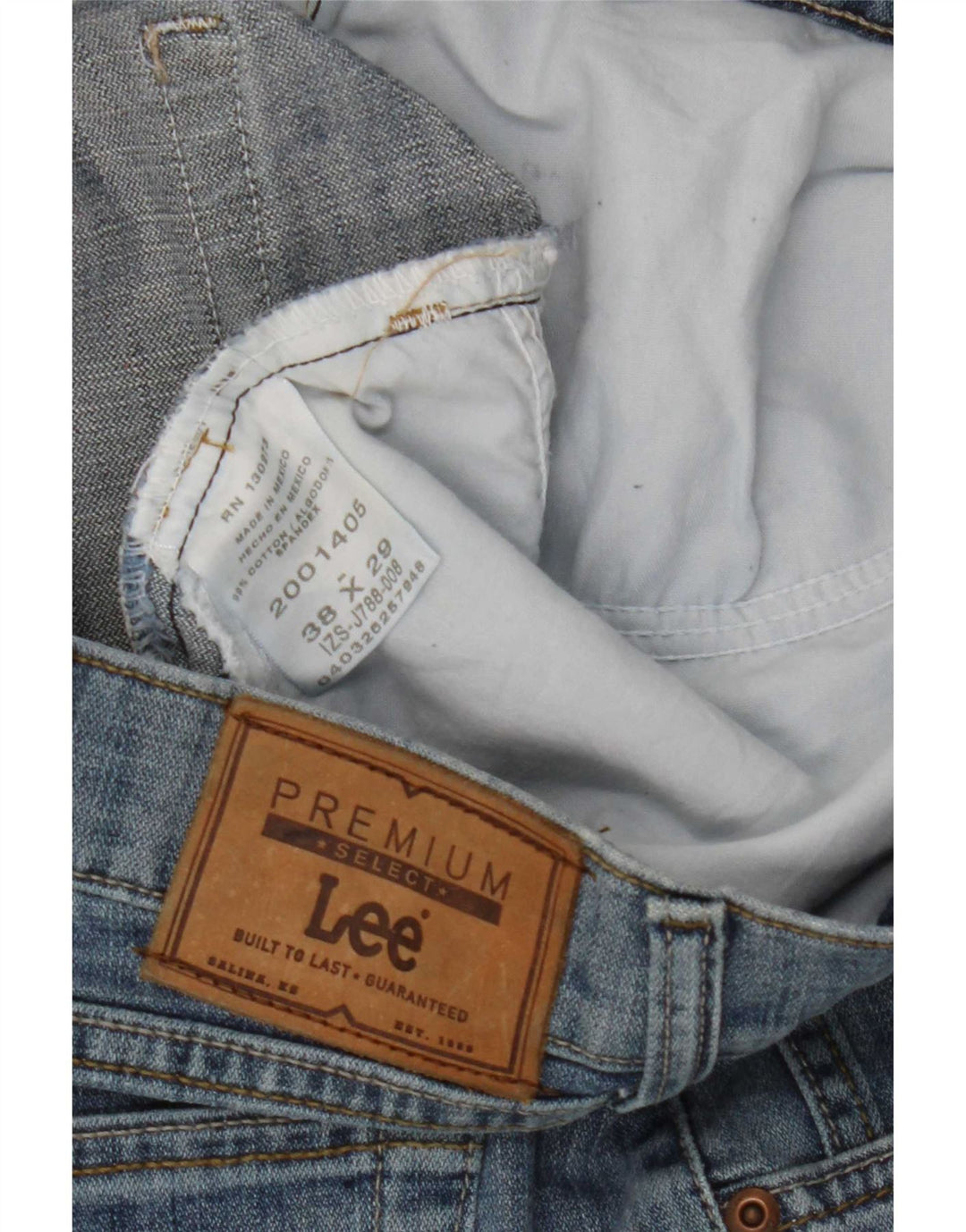 Lee Mens Straight Jeans W38 L29 Blue Cotton
