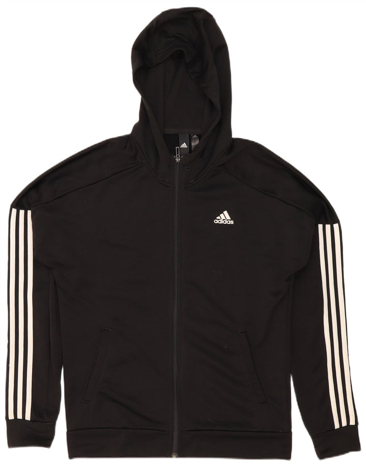 Adidas Mens Zip Hoodie Sweater Medium Black Polyester