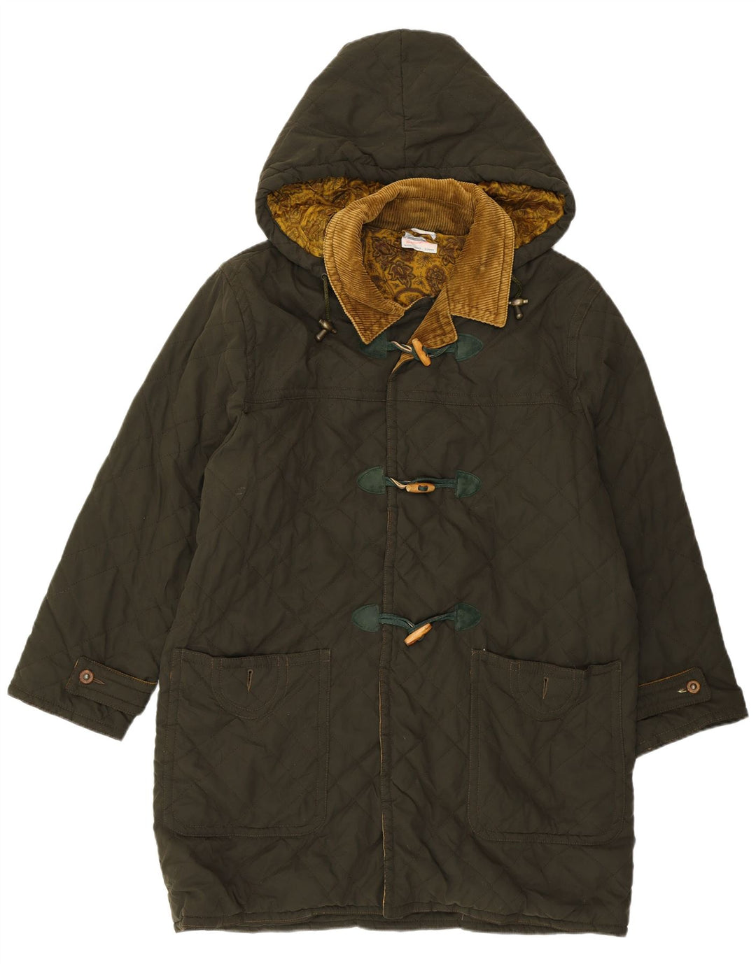 Blue Notes Mens Hooded Quilted Duffle Coat IT 52 XL Green Polyester