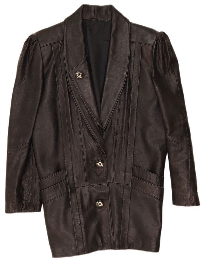 Giacca in pelle vintage da donna UK 14 Marrone medio