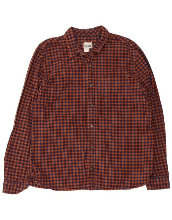 Fat Face Chemise en flanelle pour homme Coupe régulière XL Orange Vichy Coton