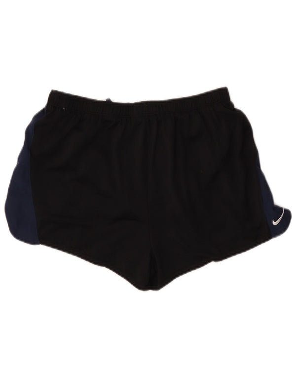 Nike Damen Dri Fit Sport Shorts UK 12 Mittelschwarzes Colourblock-Polyester