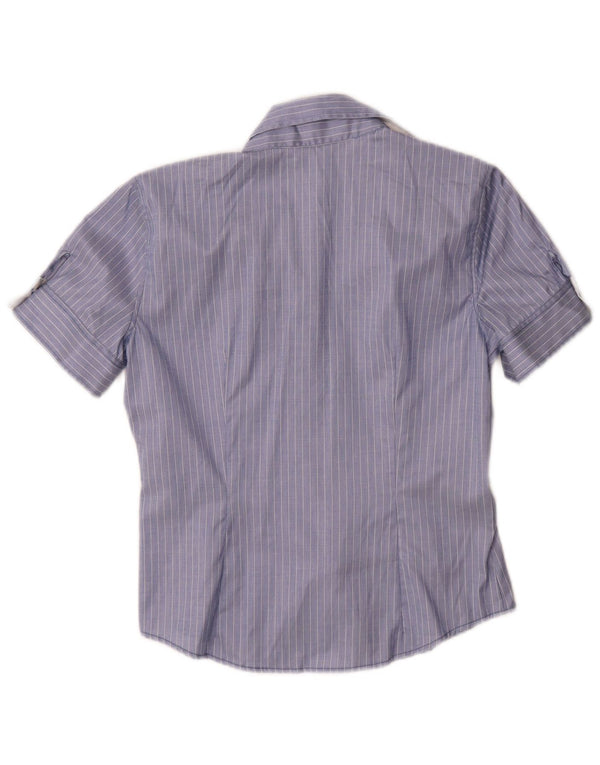 Camicia a maniche corte da donna Naracamicie UK 14 Cotone gessato blu medio