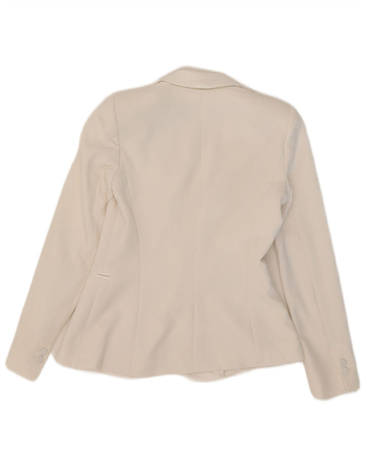 Zara Womens 1 Button Blazer Jacket UK 10 Small White Polyester