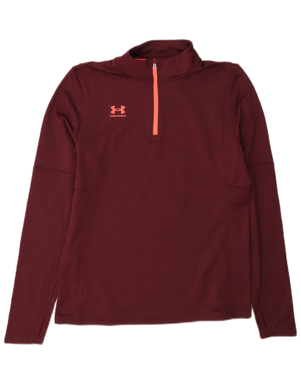 Under Armour Womens Zip Neck Top Langærmet UK 14 Medium Burgundy