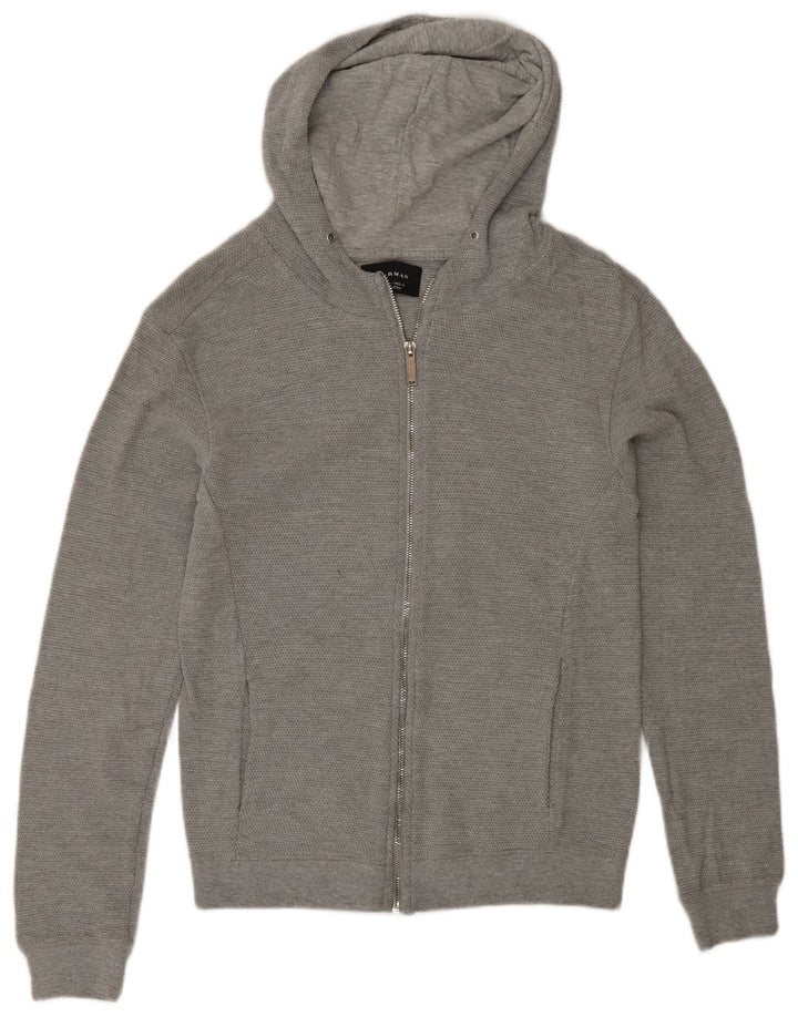 Zara Mens Zip Hoodie Sweater Medium Grey