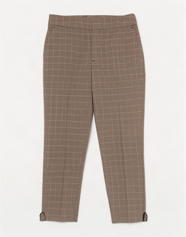 Zara Calça Chino Feminina Crop Slim Grande W30 L26 Bege Houndstooth