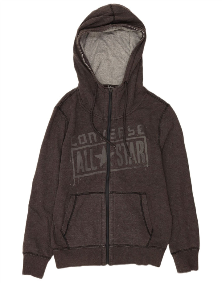 Maglione con cappuccio e zip grafica Converse da uomo Grigio medio