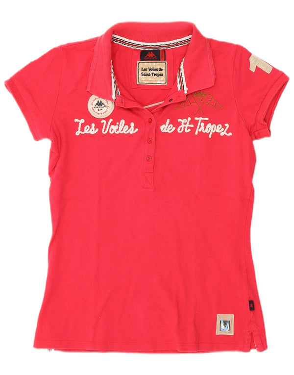 Kappa grafisk poloshirt til kvinder UK 12 Medium Pink Bomuld