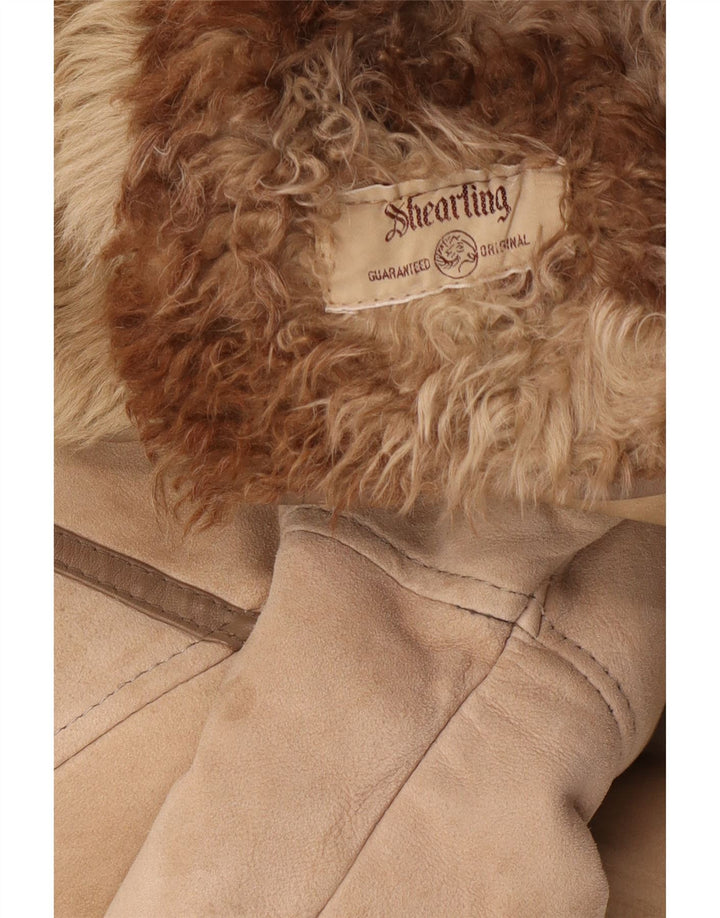 Vintage Womens Shearling Coat UK 14 Medium Brown Shearling