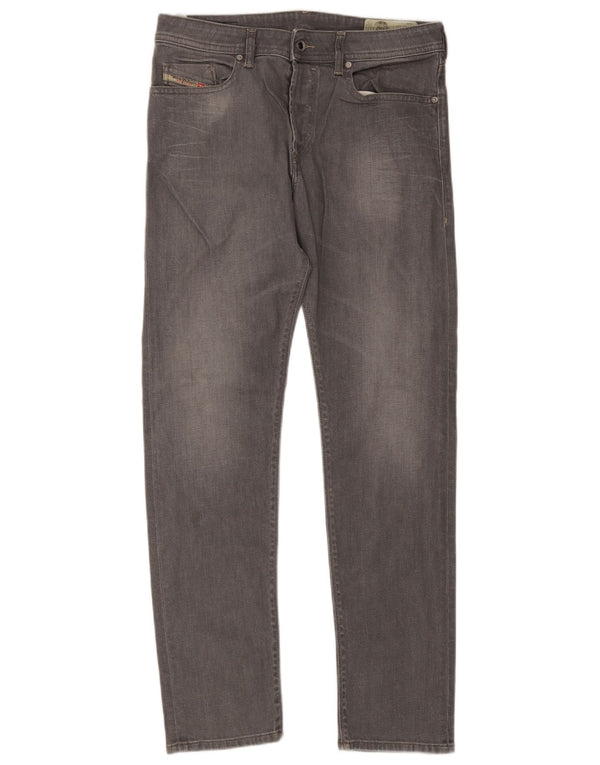 Diesel Mens Buster Regular Slim Tapered Jeans W33 L32 Algodão Cinza