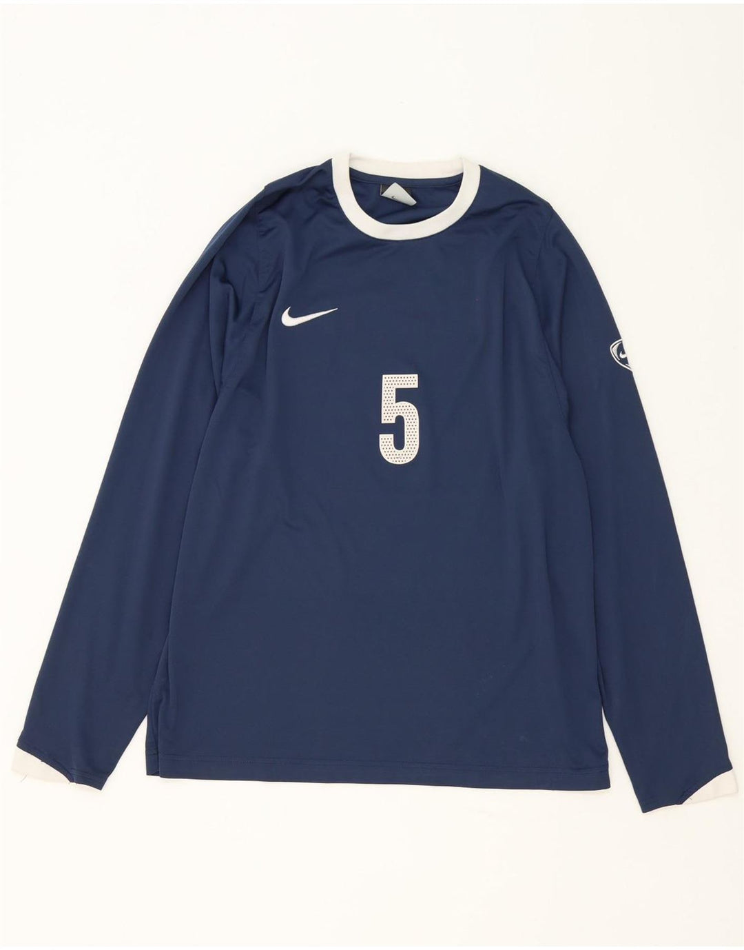 Nike Mens Graphic Top Long Sleeve UK 39/41 Medium Navy Blue Polyester