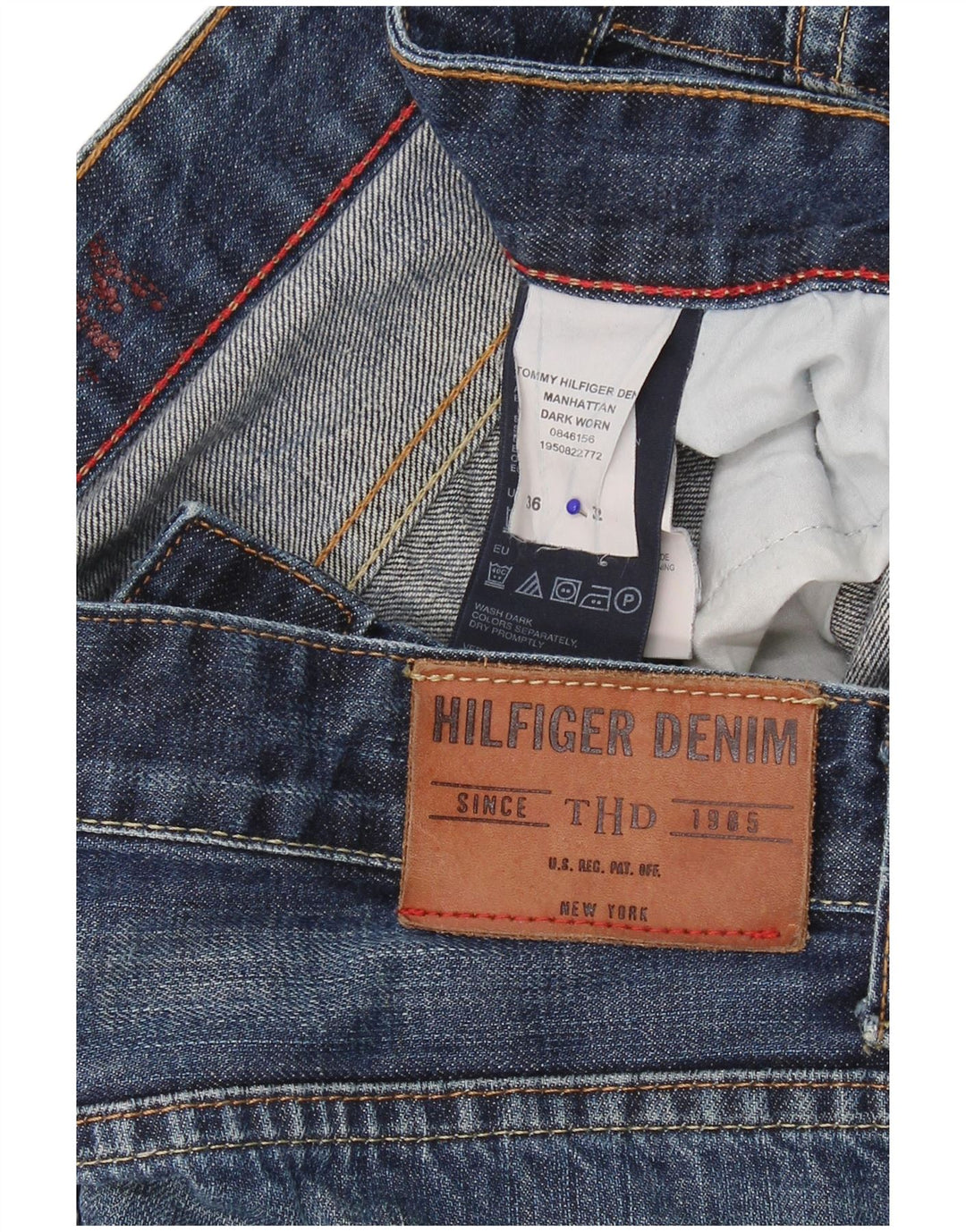 Tommy Hilfiger Mens Bootcut Jeans W36 L32 Navy Blue Cotton