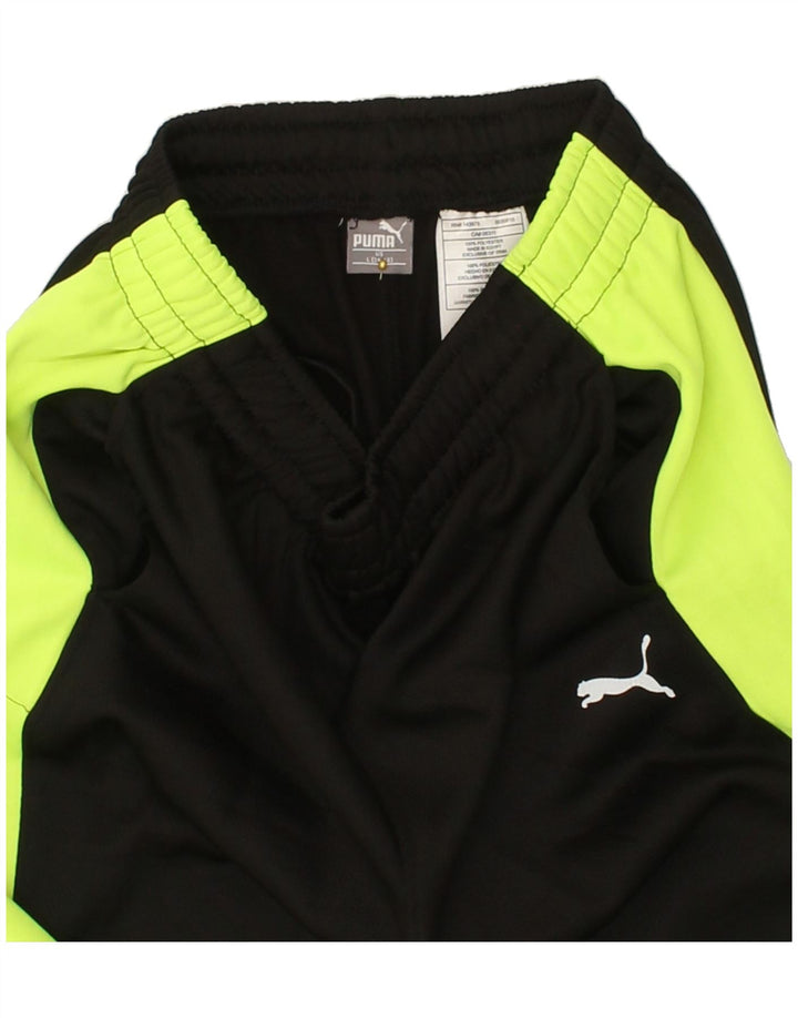 PUMA Boys Tracksuit Trousers 14-15 Years Large Black Colourblock Polyester Vintage Puma and Second-Hand Puma from Messina Hembry 