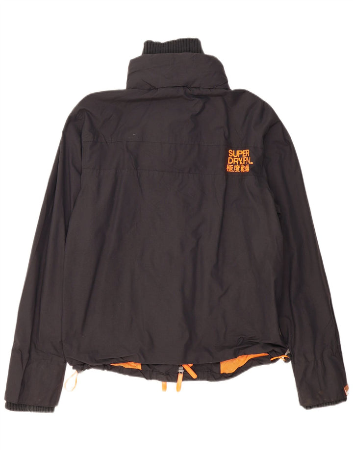 Superdry Womens Windcheater Windbreaker Jacket UK 14 Medium Black Polyester