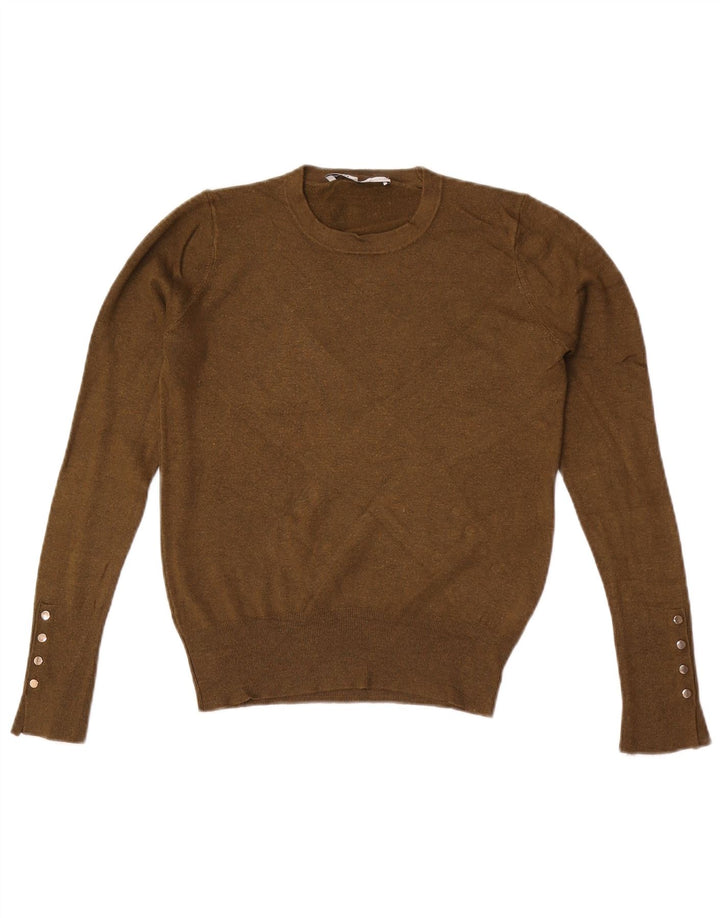 Zara Womens Crew Neck Jumper Sweater UK 12 Medium Khaki