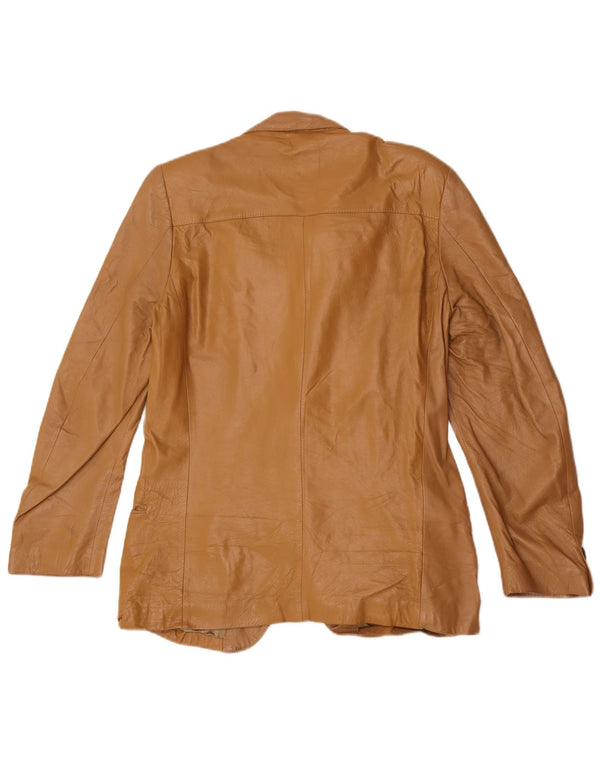 Vintage Mens 2 Button Leather Blazer Jacket IT 48 Medium Beige