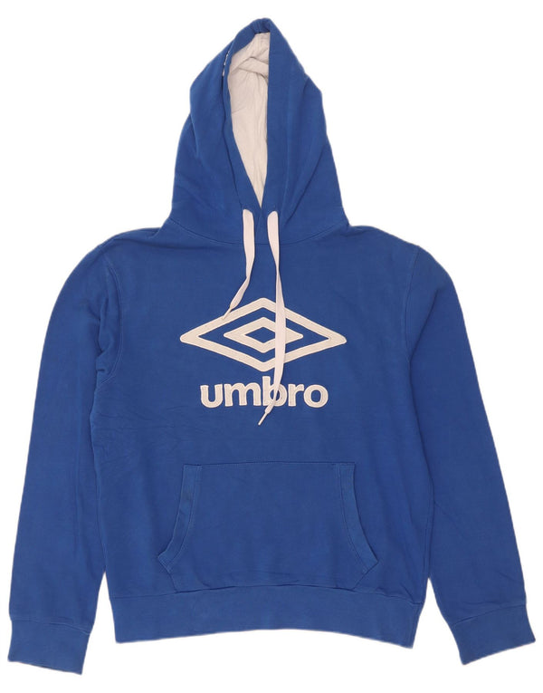 Umbro Womens Graphic Oversized Hoodie Jumper UK 10 Small Blue Cotton