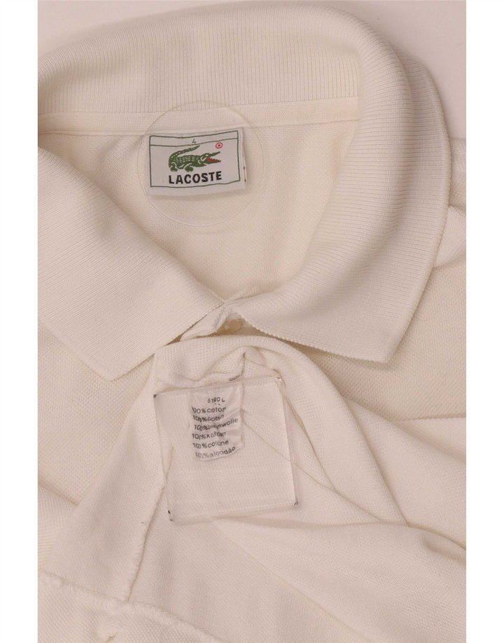 Lacoste Mens Polo Shirt Size 4 Medium White Cotton
