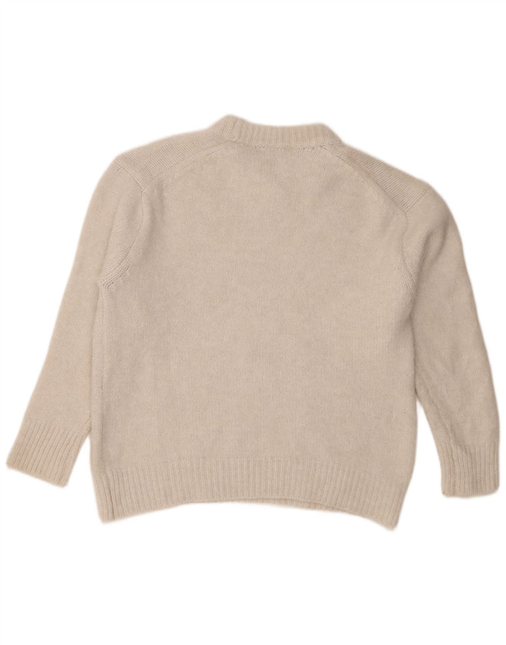 Zara Womens Oversized Crew Neck Jumper Sweater UK 14 Medium White Polyester