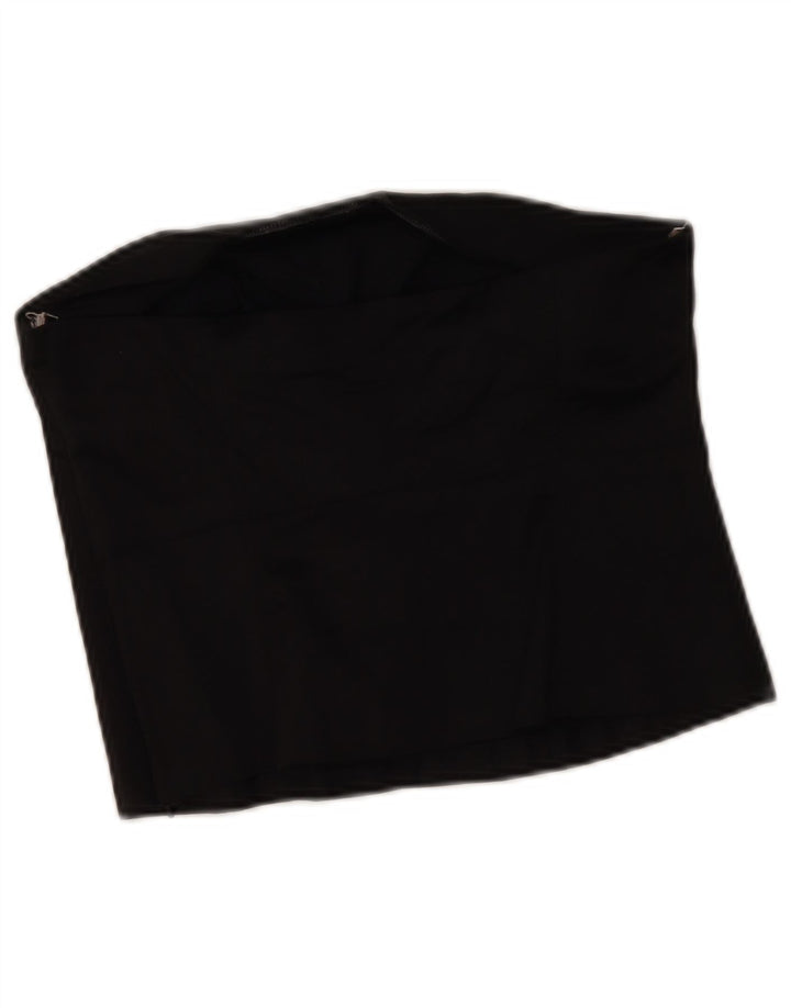 Oasis Womens Crop Strapless Top UK 12 Medium Black Cotton