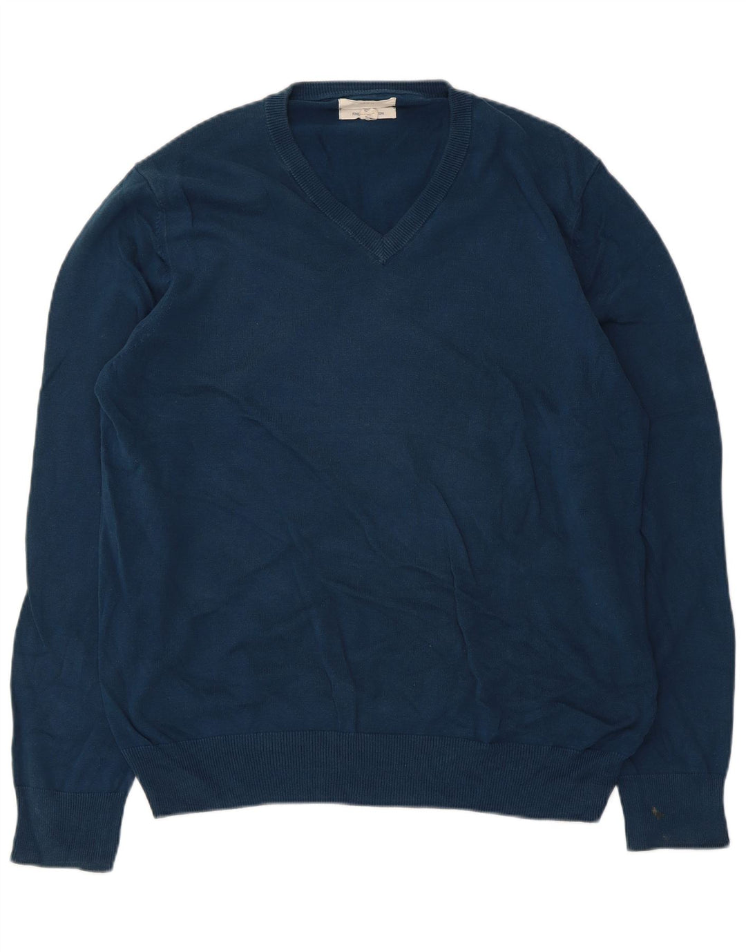 Marks & Spencer Pull col V pour homme en coton bleu Taille L