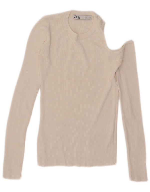 Zara Dame One Shoulder Top Langærmet UK 8 Small White