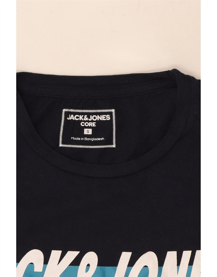 JACK & JONES Mens Core Graphic T-Shirt Top Small Navy Blue Vintage Jack & Jones and Second-Hand Jack & Jones from Messina Hembry 