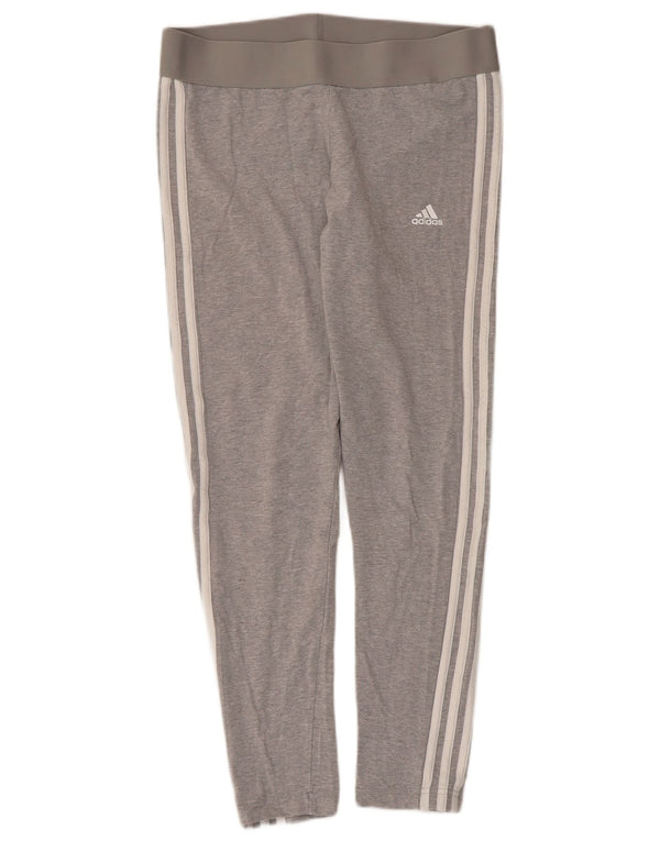 Adidas Womens Crop Leggings UK 16/18 Large Grey Bomuld