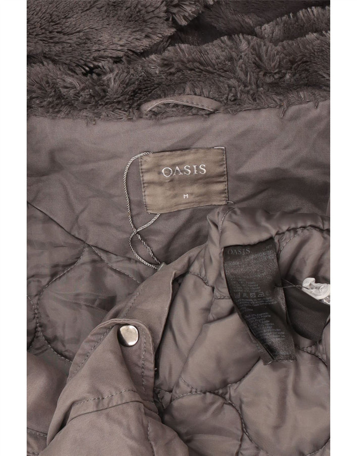Oasis Womens Hooded Parka Jacket UK 14 Medium Grey Polyester