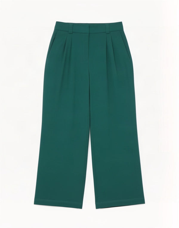 Marks & Spencer Damen-Freizeithose mit hoher Taille, Gr. 10, Größe S, W28, L28, Grün