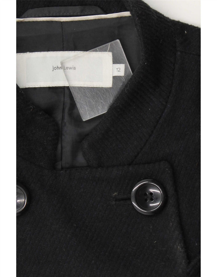 John Lewis Womens Double Breasted Coat UK 12 Medium  Black