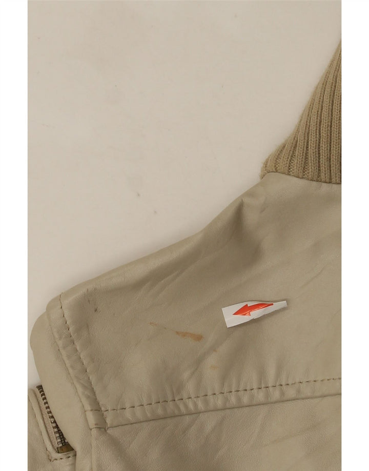 Mango Dame Læderjakke UK 12 Medium Beige
