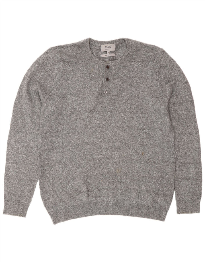 Marks & Spencer Herre sweater med rund hals, mellemgrå bomuld