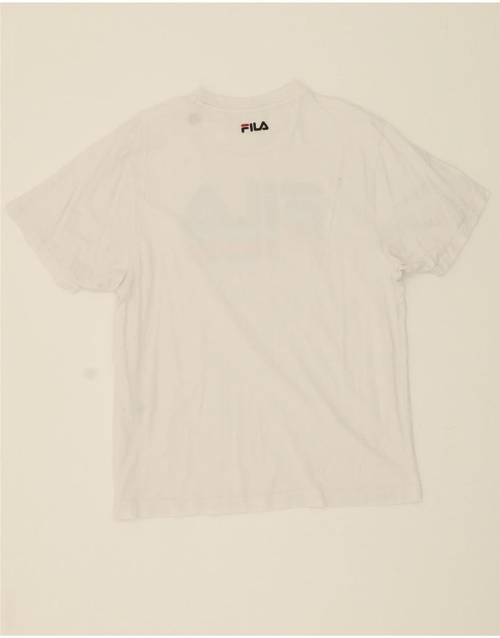FILA Mens Graphic T-Shirt Top Medium White Cotton Vintage Fila and Second-Hand Fila from Messina Hembry 